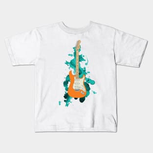 S-Style Electric Guitar Orange Color Kids T-Shirt